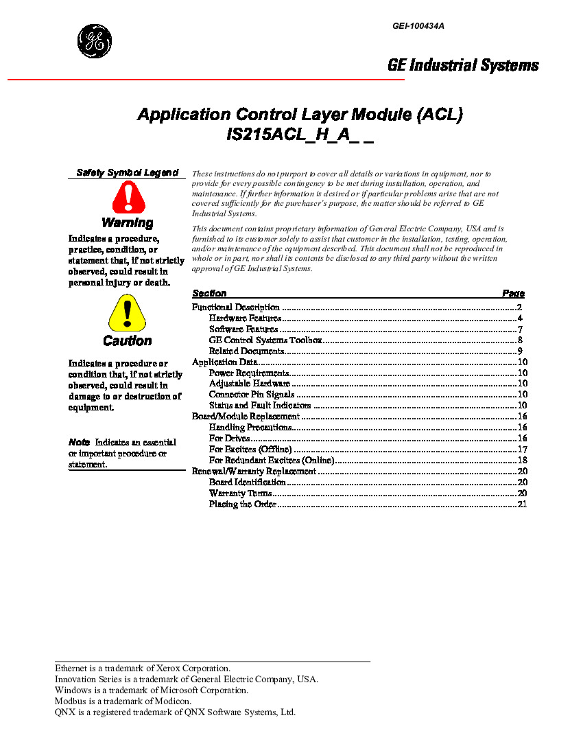 First Page Image of IS215ACLAH1A GEI-100434A ACL Manual.pdf